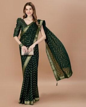 women chevron print saree with tassels