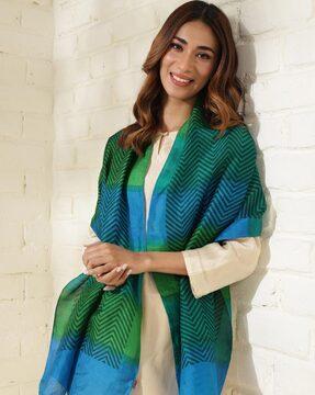 women chevron print silk stole