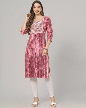 women chevron print straight kurta