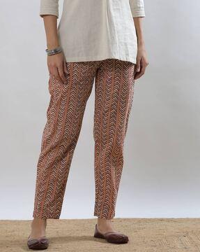 women chevron print straight pants