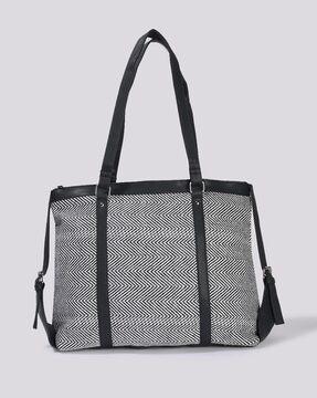 women chevron print tote bag