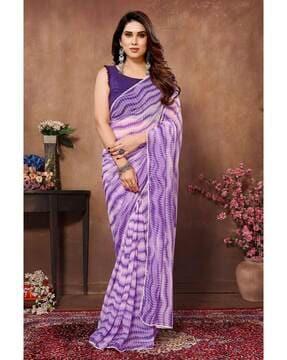 women chevron saree with blouse piece