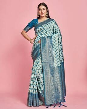 women chevron woven art silk saree