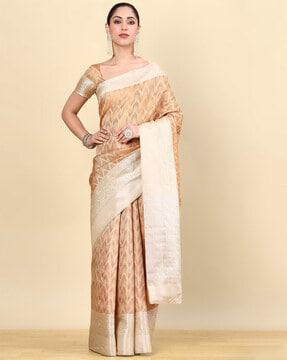 women chevron woven art silk saree