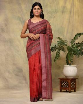 women chevrons print pre-stitched saree