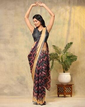 women chevrons print pre-stitched saree