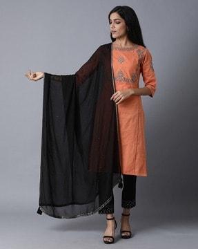 women chiffon dupatta with tassels