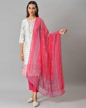 women chiffon floral print dupatta