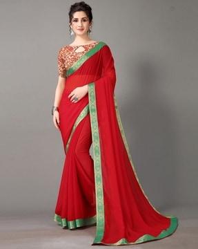 women chiffon saree with contrast border