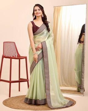 women chiffon saree with embellished border