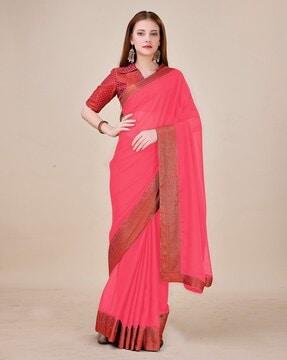 women chiffon saree with patch border