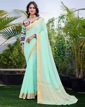 women chiffon saree with zari border