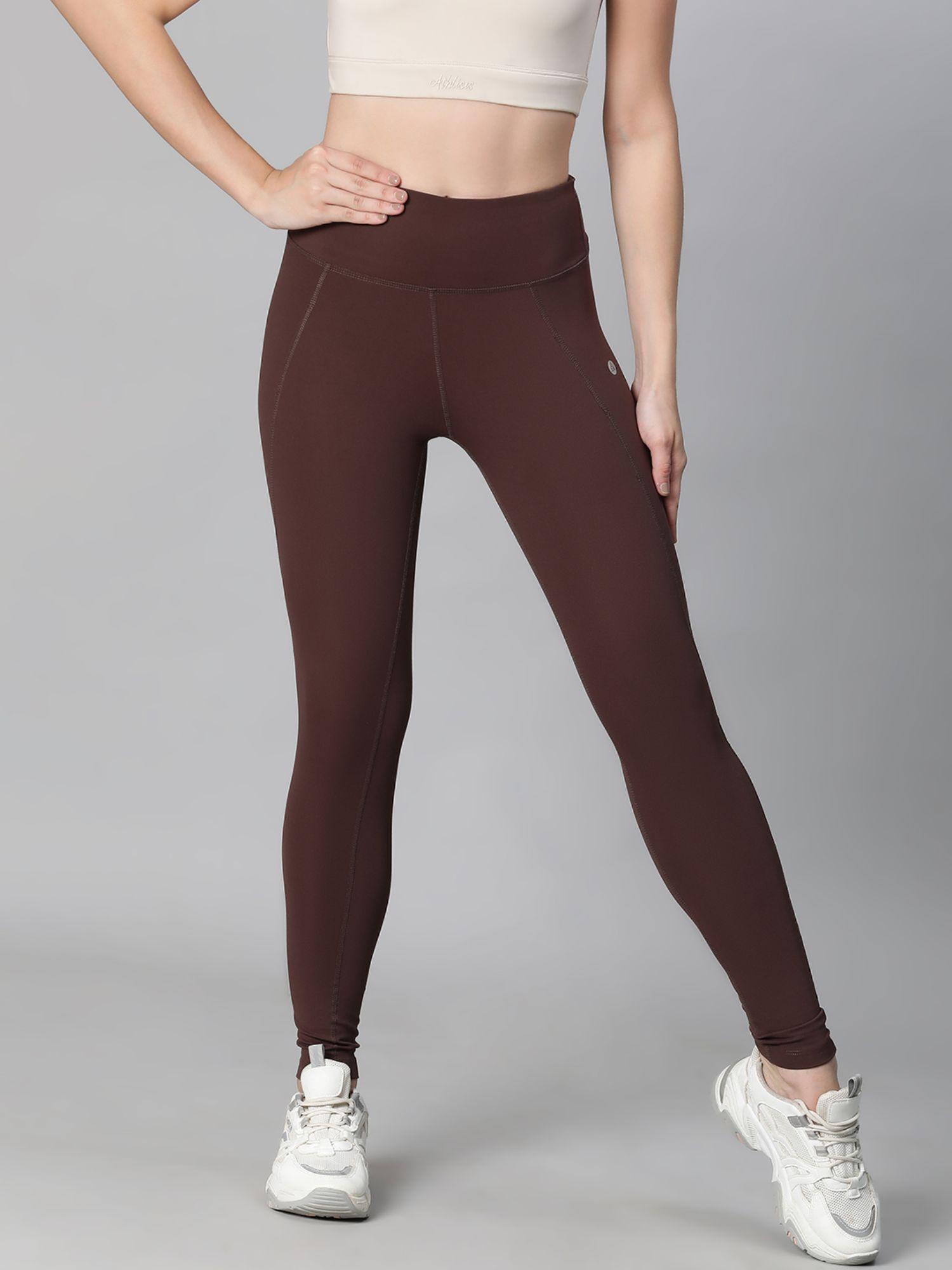 women choco brown training tights