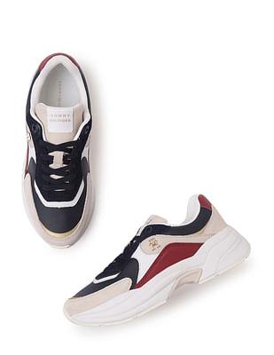 women chunky leather colour block sneakers