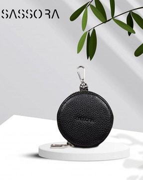 women circular zip-around coin pouch