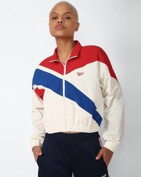 women cl ae fr tt colourblock relaxed fit jacket