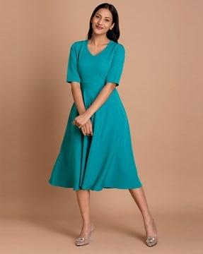 women classic bond fit & flare dress