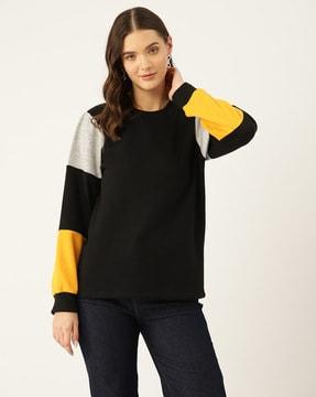 women clourblock regular fit sweatshirt