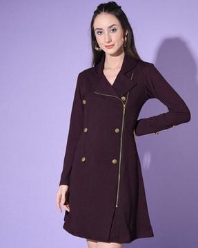 women coat dress with lapel-neck