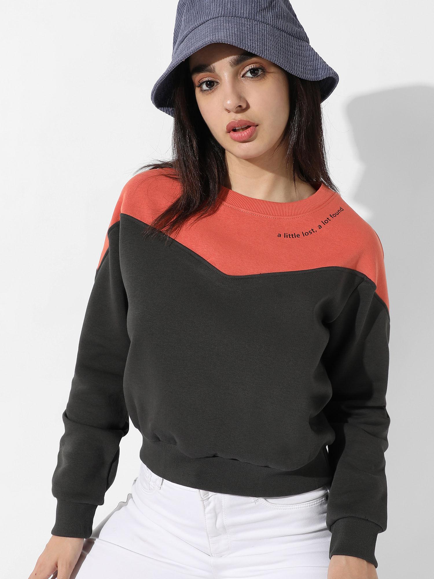 women color blocked crew neck top