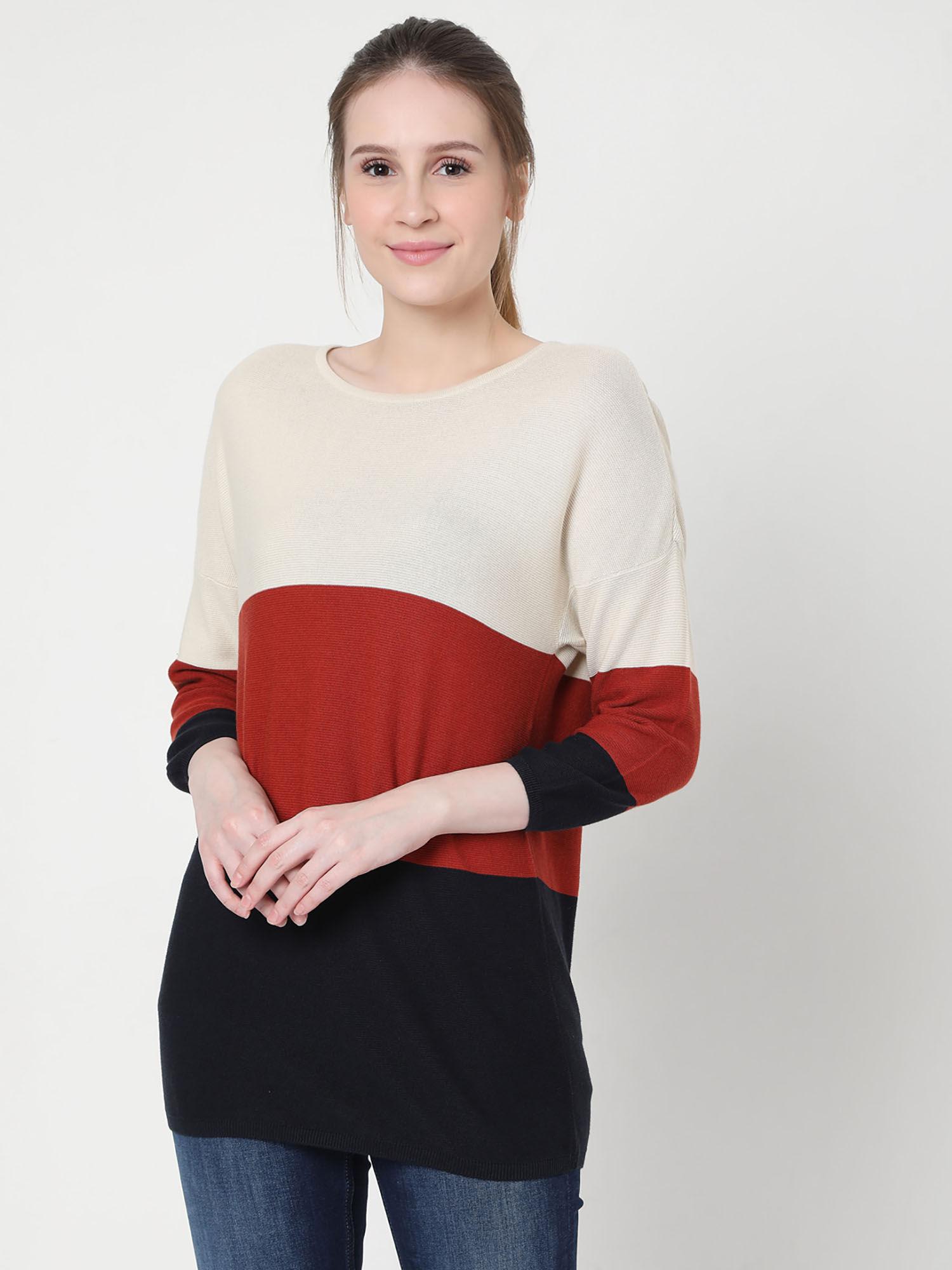 women colorblock casual sweaters