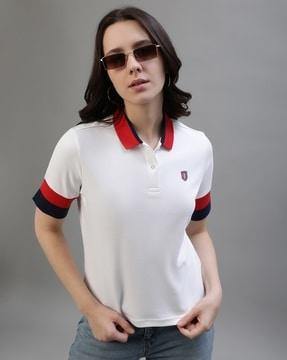 women colorblocked regular cotton t-shirt