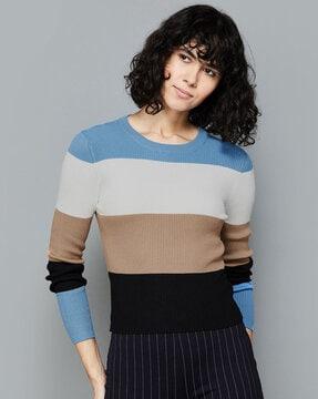 women colour-blocked regular fit top