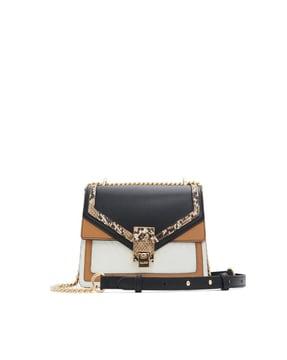 women colour-bock sling bag with chain strap
