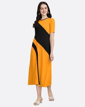 women colourblock a-line dress