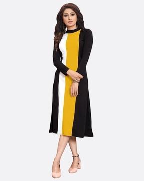 women colourblock a-line dress