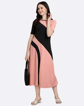 women colourblock a-line dress