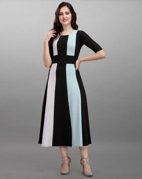 women colourblock a-line dress