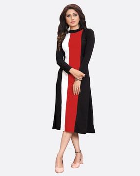 women colourblock a-line dress