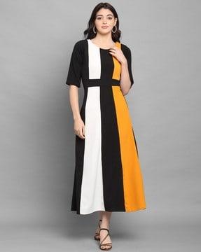 women colourblock a-line dress