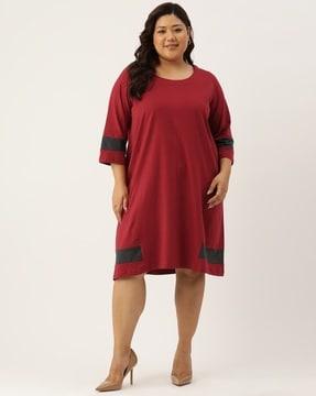 women colourblock a-line dress