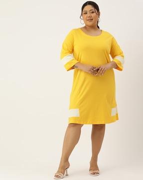 women colourblock a-line dress