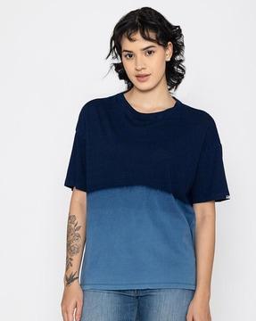 women colourblock boxy fit t-shirt