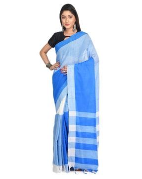 women colourblock cotton saree with tassels