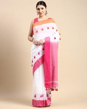 women colourblock cotton saree