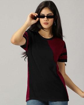 women colourblock crew-neck t-shirt