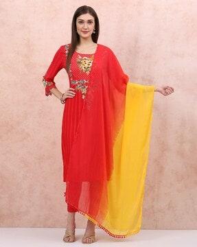 women colourblock dupatta