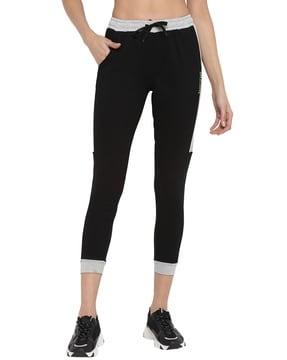women colourblock fitted joggers