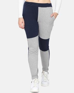 women colourblock fitted joggers