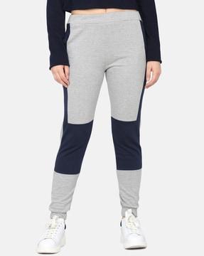 women colourblock fitted joggers