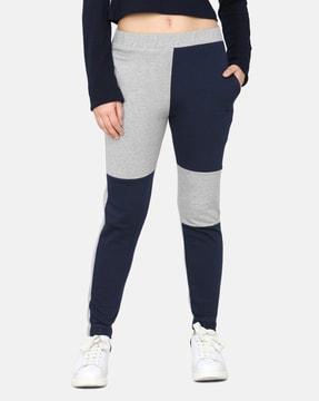 women colourblock fitted joggers