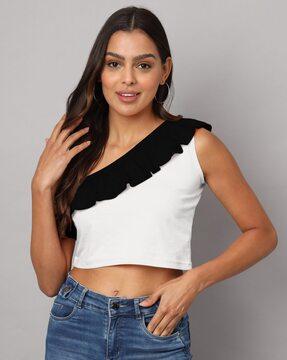 women colourblock fitted top