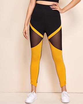 women colourblock fitted track pants