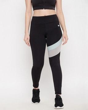 women colourblock fitted track pants