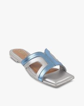 women colourblock flat sandals