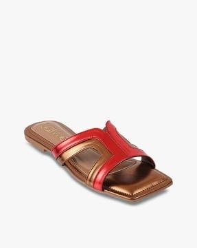 women colourblock flat sandals